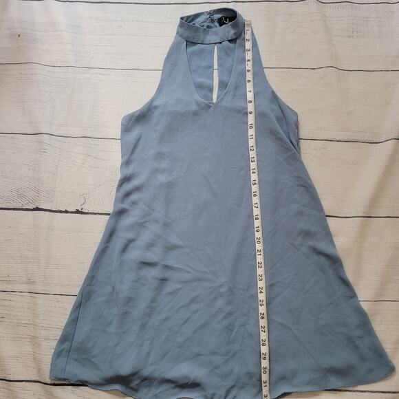Lulus Size S Groove Thing Slate Blue Swing Dress Halter Neckline Flowy‎ Casual - Picture 6 of 11